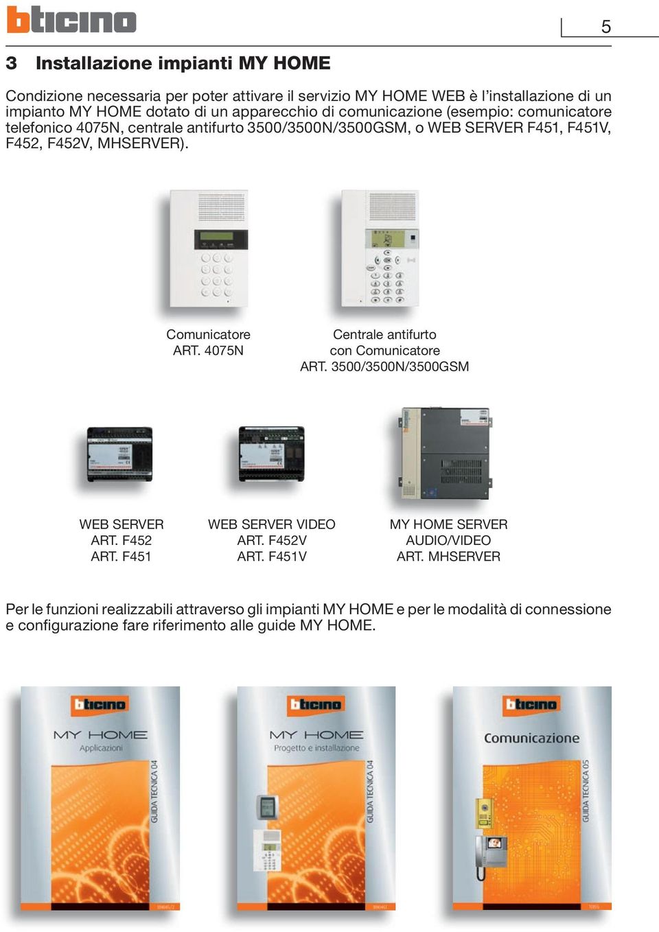 Comunicatore ART. 4075N Centrale antifurto con Comunicatore ART. 3500/3500N/3500GSM WEB SERVER ART. F452 ART. F451 WEB SERVER VIDEO ART. F452V ART.