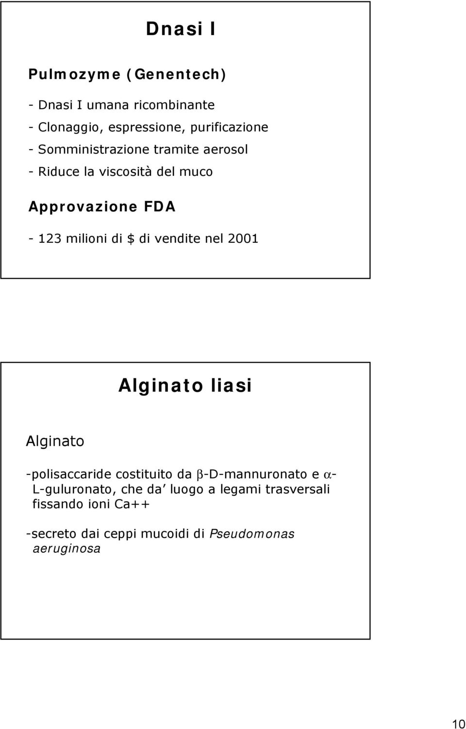 vendite nel 2001 Alginato liasi Alginato -polisaccaride costituito da β-d-mannuronato e α- L-guluronato,