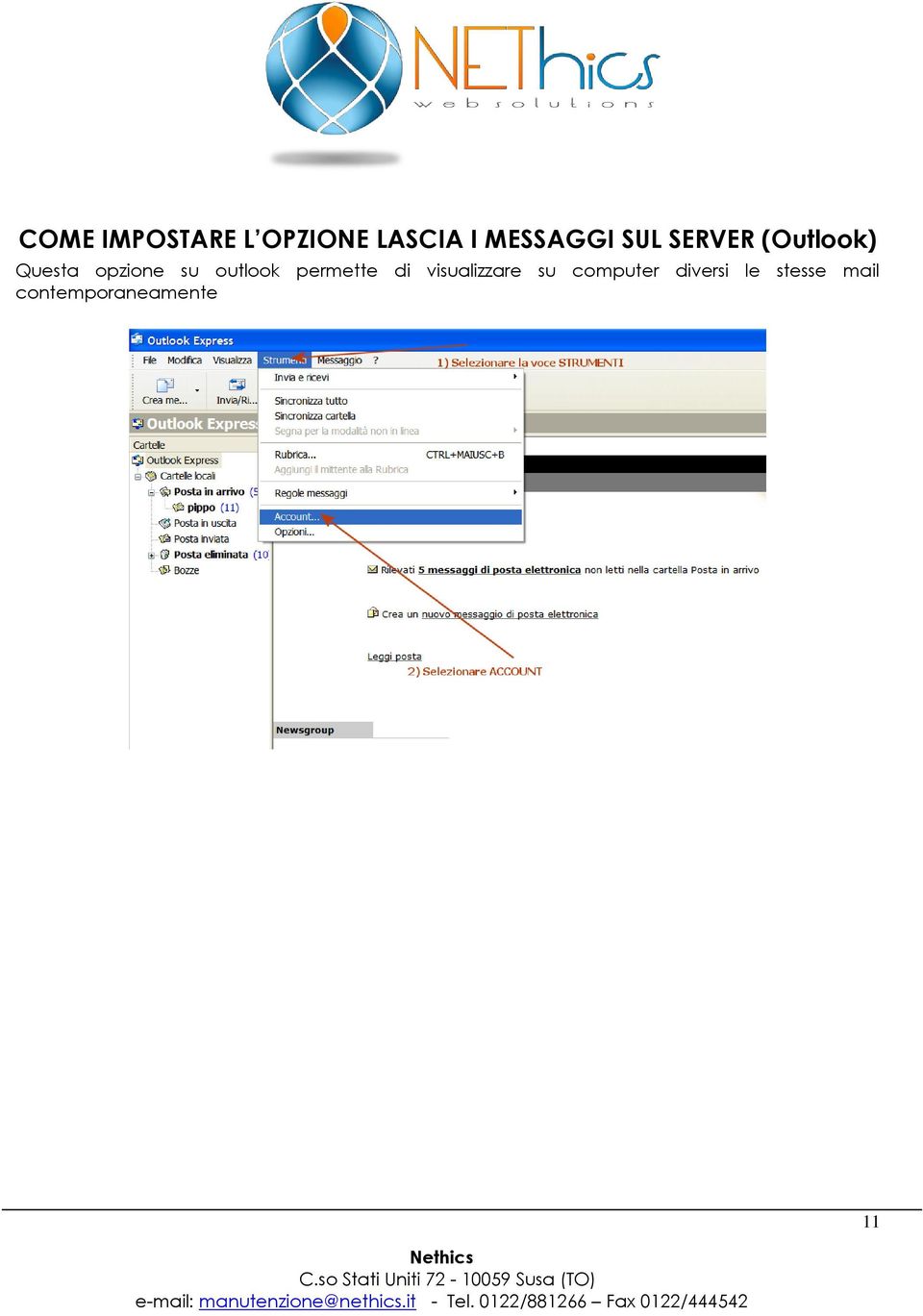 outlook permette di visualizzare su