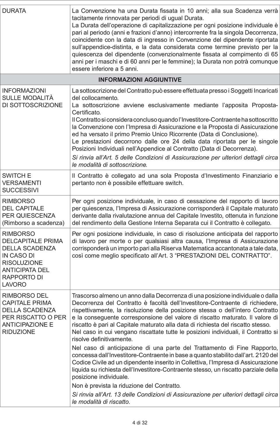 Convenzione del dipendente riportata sull appendice-distinta, e la data considerata come termine previsto per la quiescenza del dipendente (convenzionalmente fi ssata al compimento di 65 anni per i