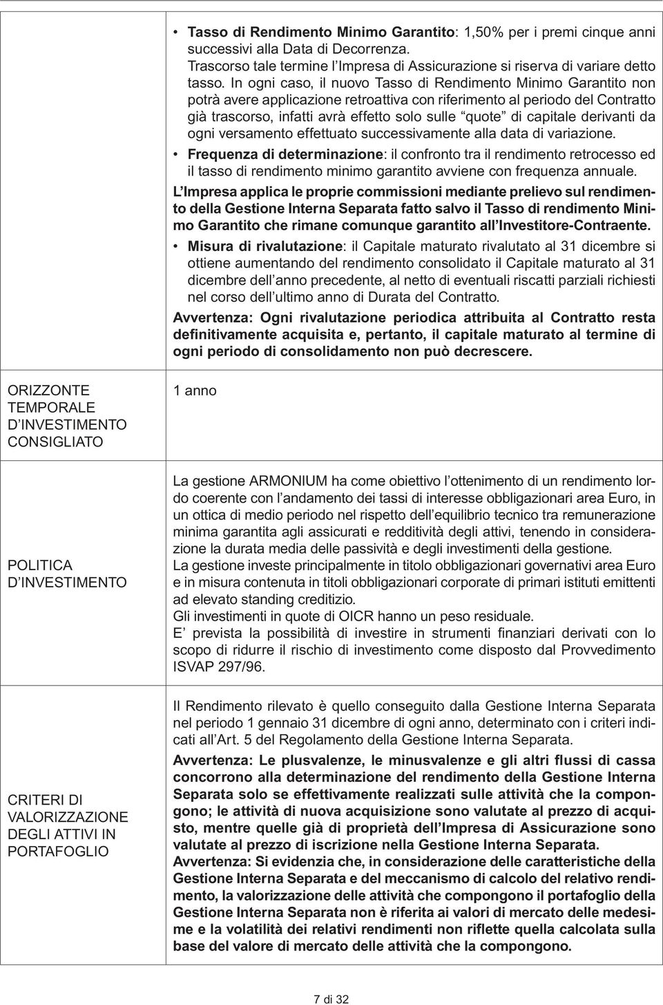 capitale derivanti da ogni versamento effettuato successivamente alla data di variazione.