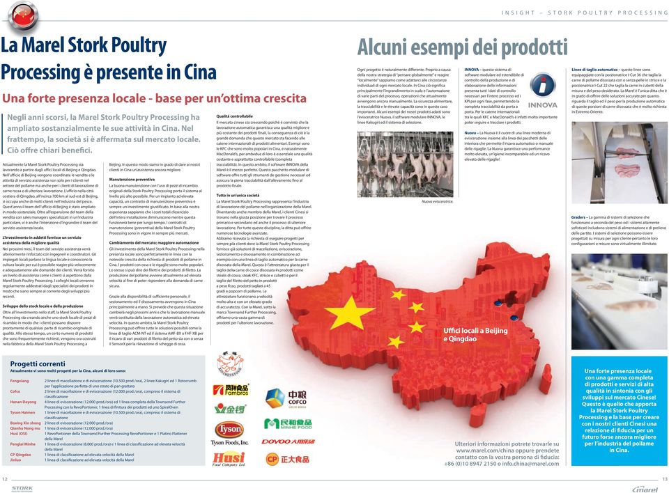 Attualmente la Marel Stork Poultry Processing sta lavorando a partire dagli uffici locali di Beijing e Qingdao.