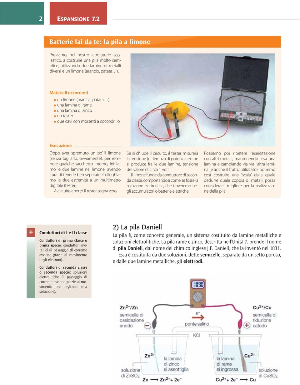 Materiali occorrenti un limone (arancia, patata ) una lamina di rame una lamina di zinco un tester due cavi con morsetti a coccodrillo Esecuzione Dopo aver spremuto un po il limone (senza tagliarlo,