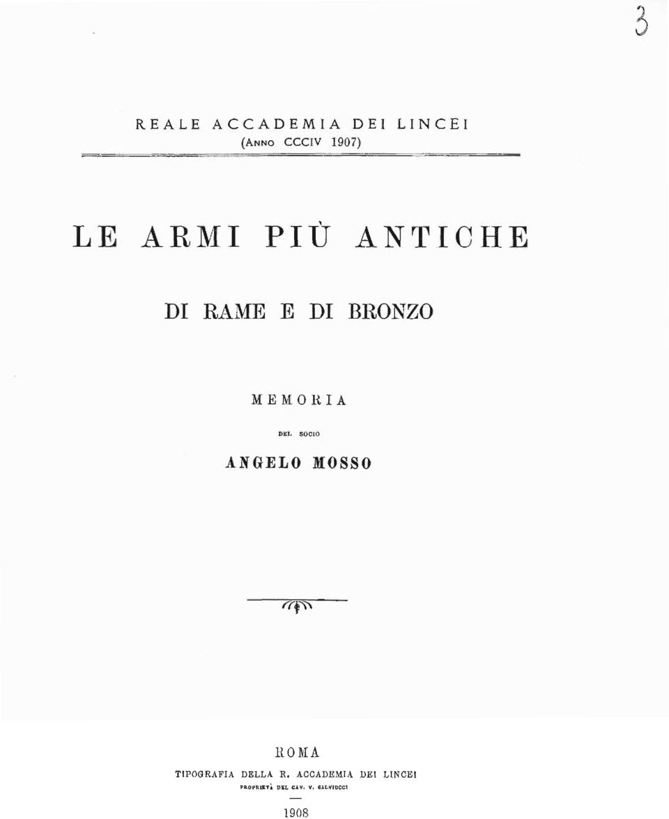 DEL SOCIO ANGELO MOSSO ROMA TIPOGRAFIA DELLA R.