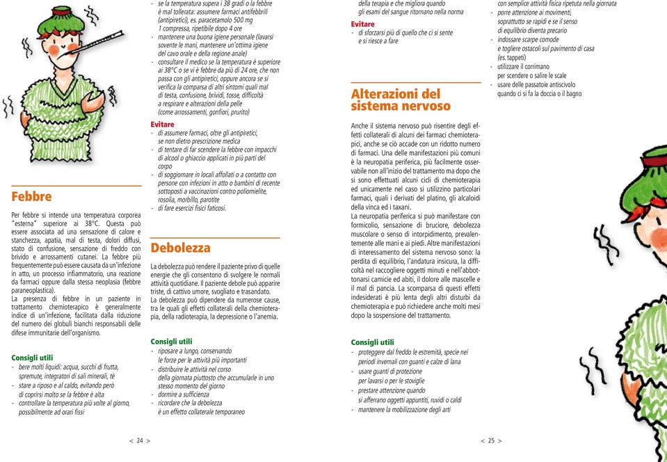 La febbre più frequentemente può essere causata da un infezione in atto, un processo infiammatorio, una reazione da farmaci oppure dalla stessa neoplasia (febbre paraneoplastica).