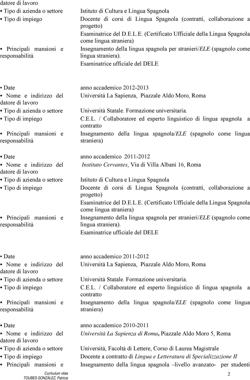 Esaminatrice ufficiale del DELE