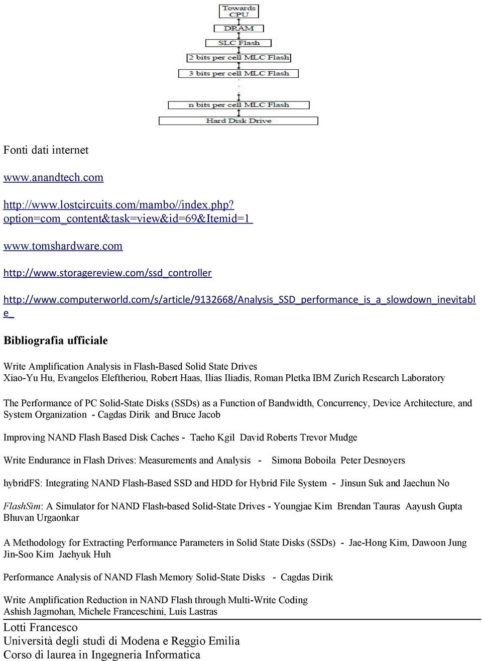 com/s/article/9132668/analysis_ssd_performance_is_a_slowdown_inevitabl e_ Bibliografia ufficiale Write Amplification Analysis in Flash-Based Solid State Drives Xiao-Yu Hu, Evangelos Eleftheriou,