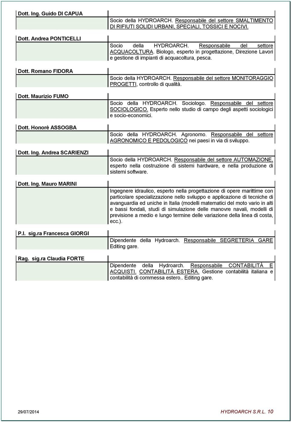 Biologo, esperto in progettazione, Direzione Lavori e gestione di impianti di acquacoltura, pesca. Socio della HYDROARCH. Responsabile del settore MONITORAGGIO PROGETTI, controllo di qualità.