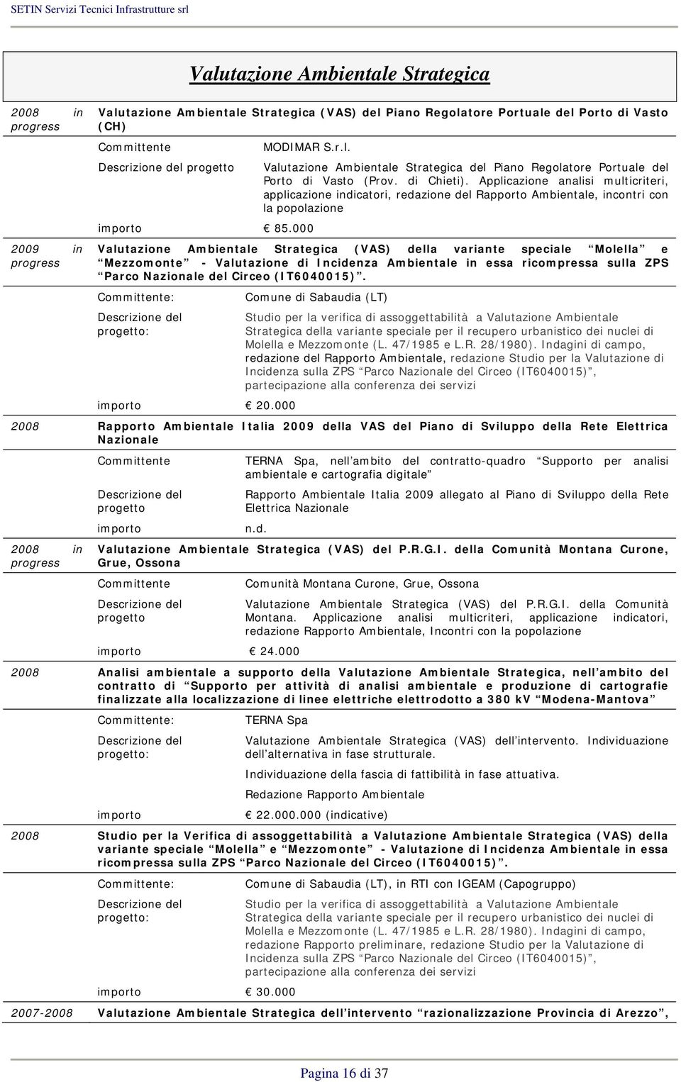 Applicazione analisi multicriteri, applicazione indicatori, redazione del Rapporto Ambientale, incontri con la popolazione Valutazione Ambientale Strategica (VAS) della variante speciale Molella e