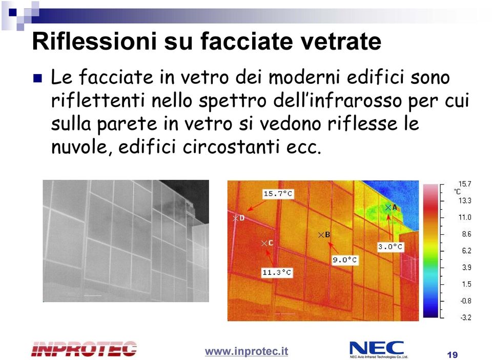 spettro dell infrarosso per cui sulla parete in