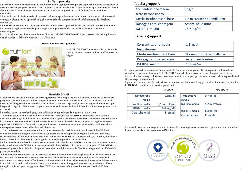 I due punti cruciali di tale metodica in grado d influenzare positivamente l esito sono, come emerge dai più recenti congressi e dibattiti tra gli operatori, la qualità ovocitaria e la comprensione