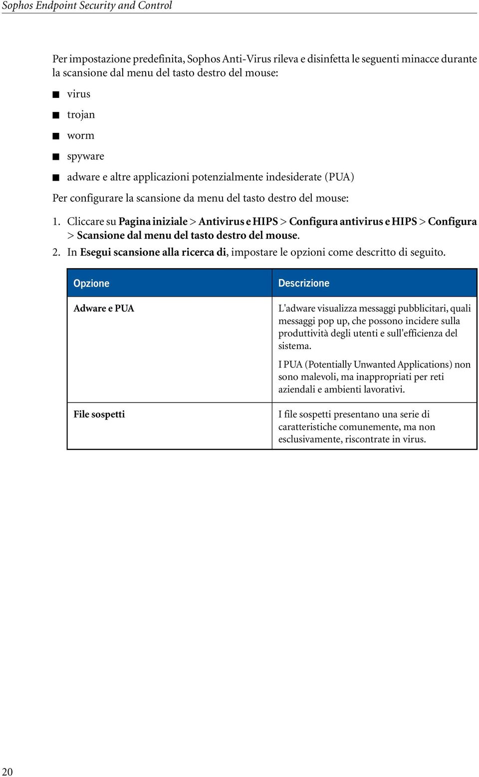 Cliccare su Pagina iniziale > Antivirus e HIPS > Configura antivirus e HIPS > Configura > Scansione dal menu del tasto destro del mouse. 2.