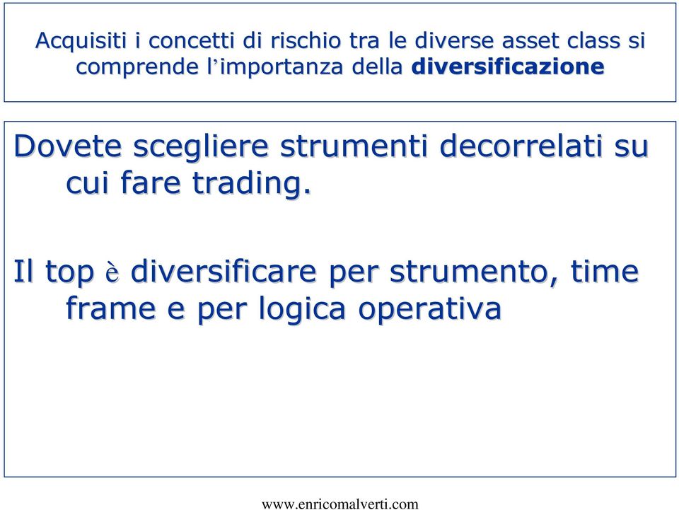 scegliere strumenti decorrelati su cui fare trading.