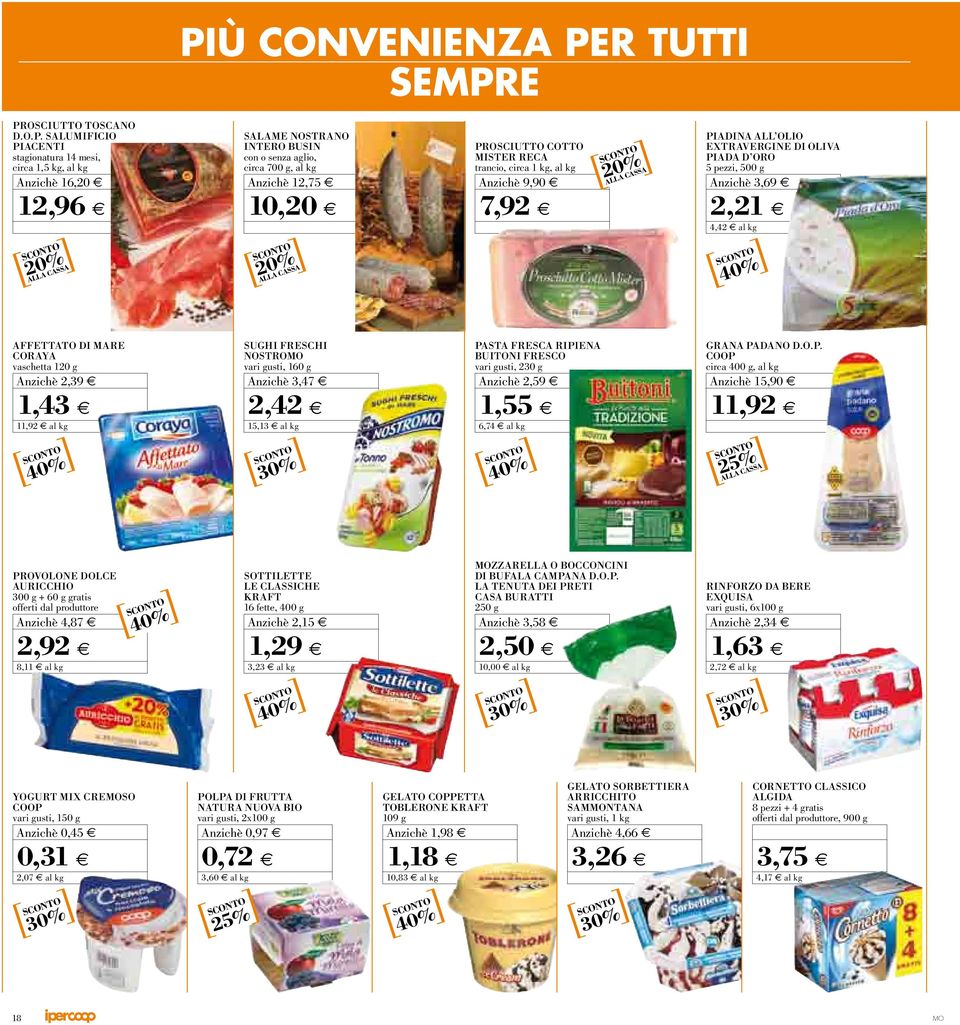 vaschetta 20 g 2,39 SUGHI FRESCHI NOSTRO vari gusti, 60 g 3,47 pasta fresca ripiena BUITONI fresco vari gusti, 230 g 2,59 GRANA PA