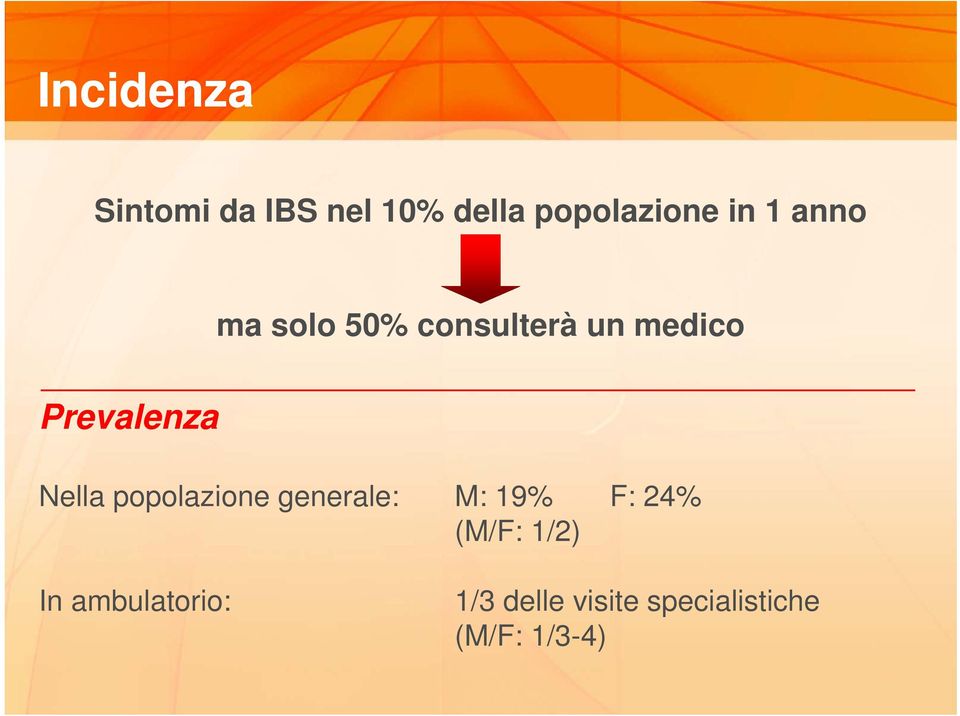 Nella popolazione generale: M: 19% F: 24% (M/F: 1/2)