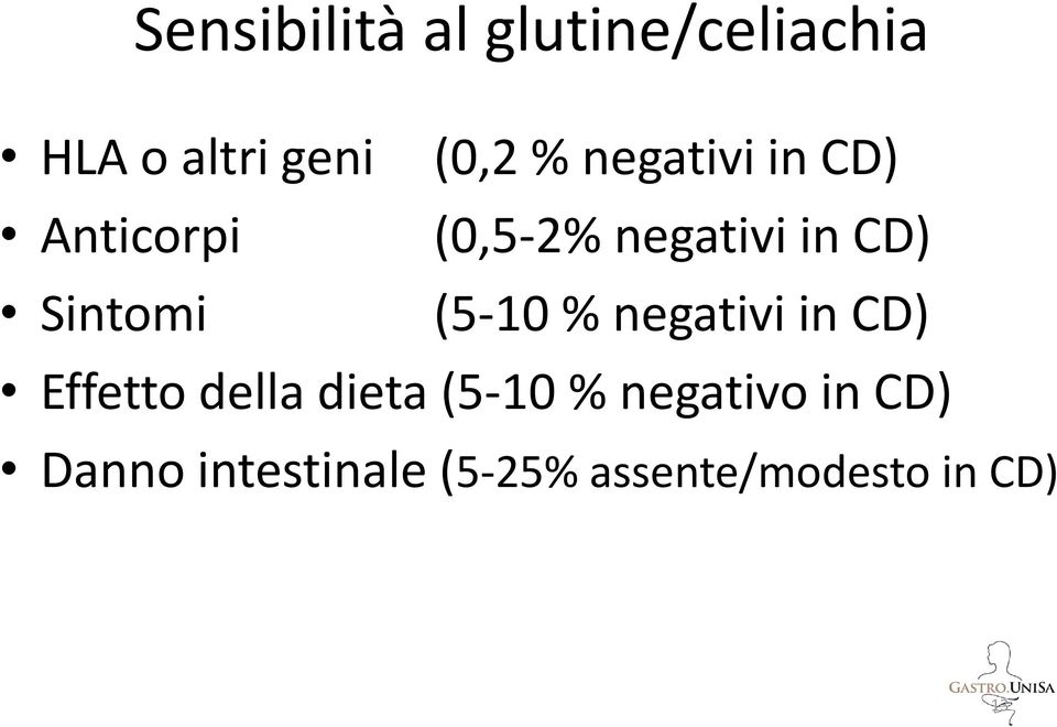 (5-10 % negativi in CD) Effetto della dieta (5-10 %