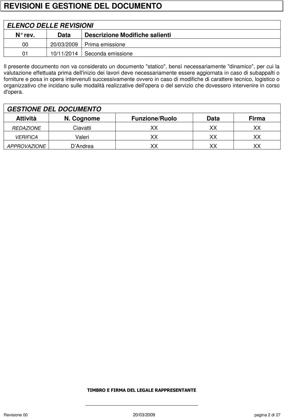 per cui la valutazione effettuata prima dell'inizio dei lavori deve necessariamente essere aggiornata in caso di subappalti o forniture e posa in opera intervenuti successivamente ovvero in caso di