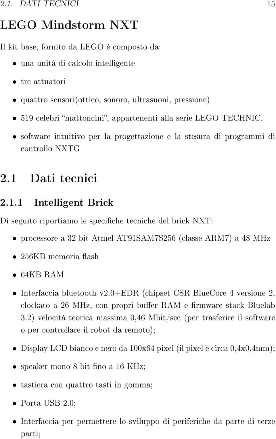 Dati tecnici 2.1.