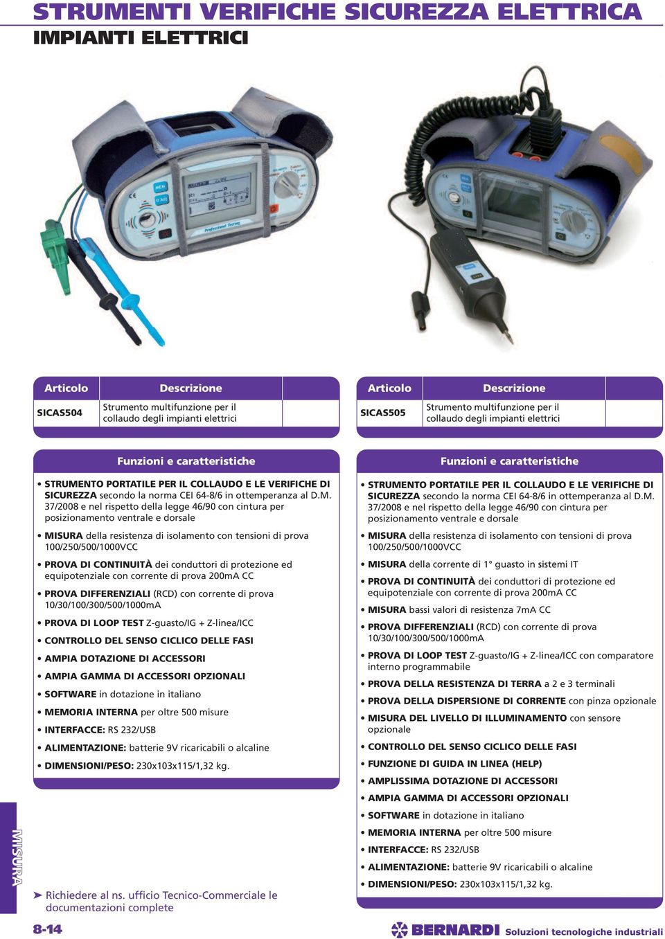 NTO PORTATILE PER IL COLLAUDO E LE VERIFICHE DI SICUREZZA secondo la norma CEI 64-8/6 in ottemperanza al D.M.