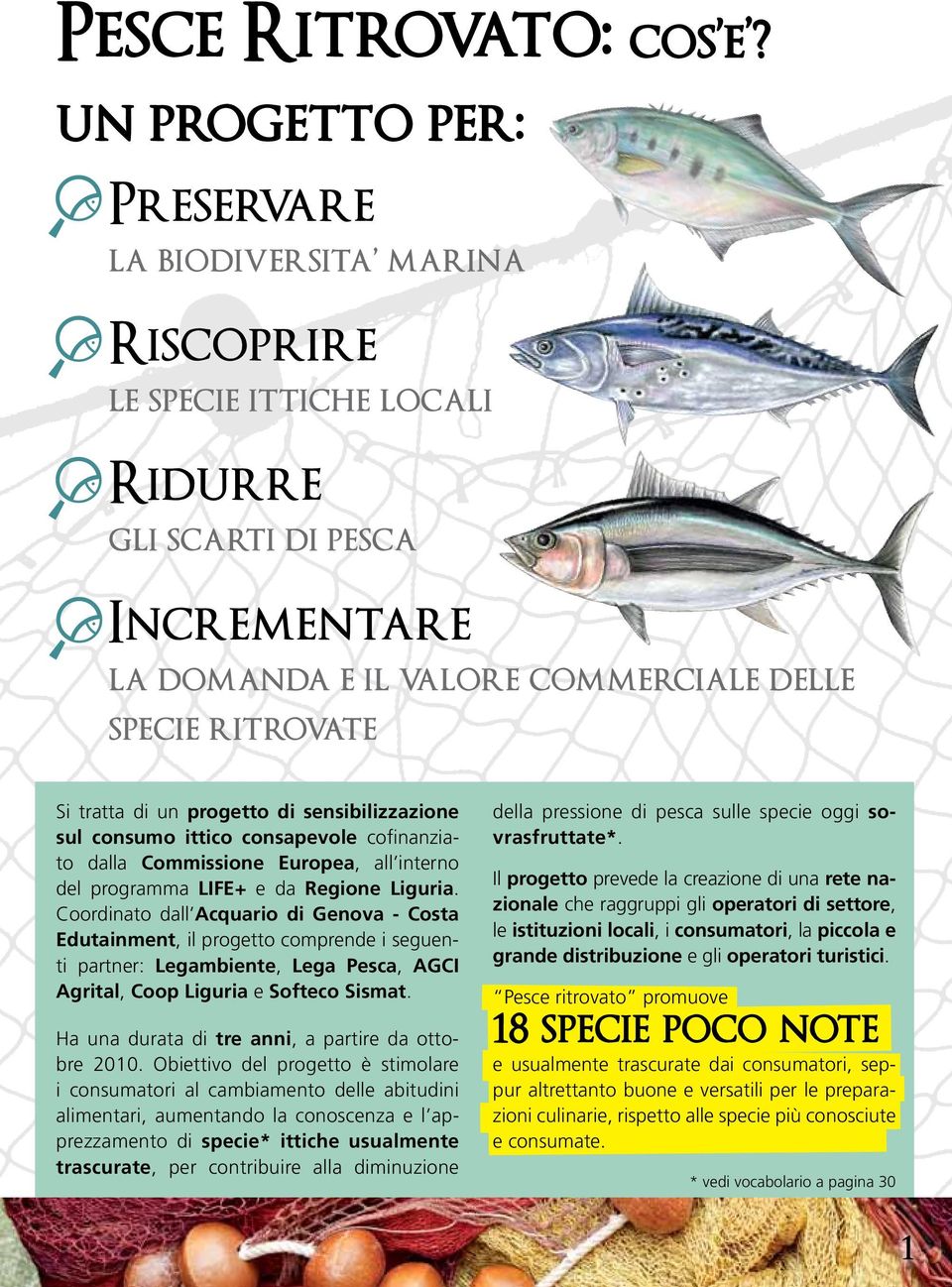 un progetto di sensibilizzazione sul consumo ittico consapevole cofinanziato dalla Commissione Europea, all interno del programma LIFE+ e da Regione Liguria.