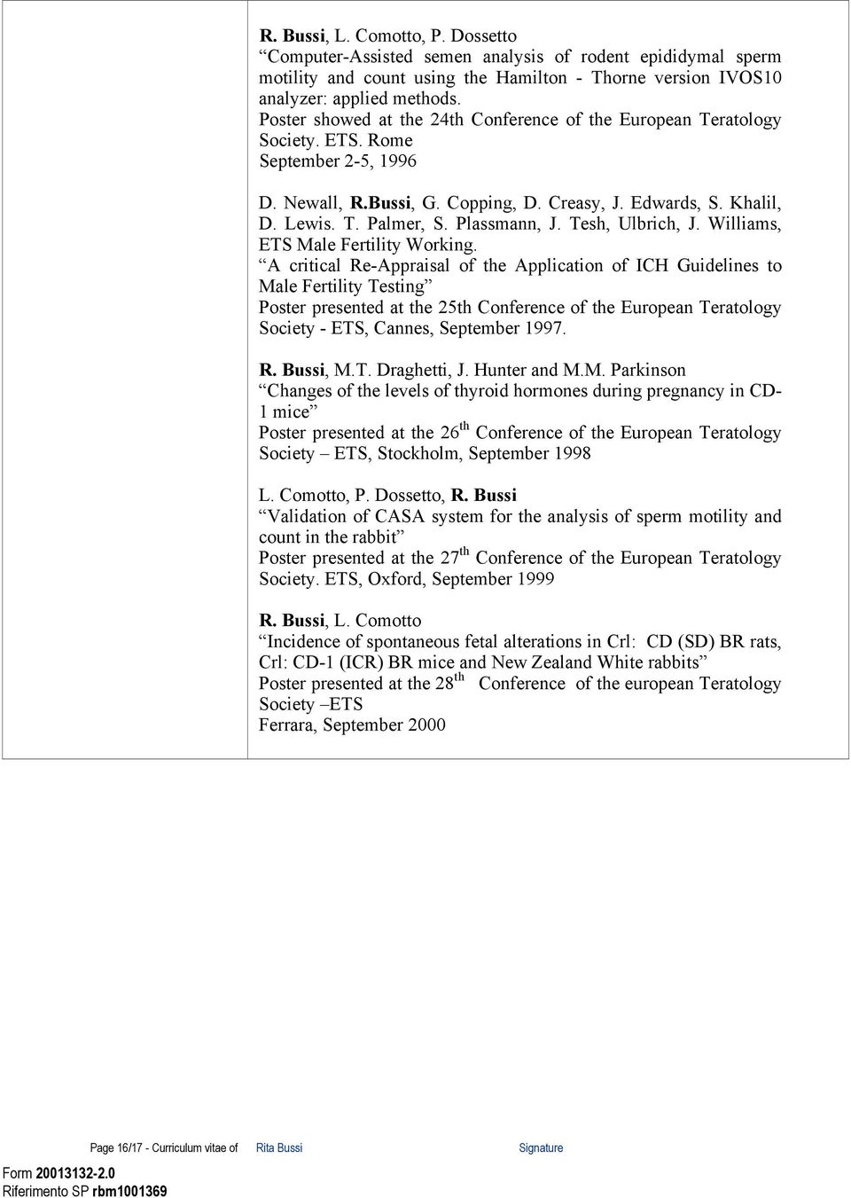 Plassmann, J. Tesh, Ulbrich, J. Williams, ETS Male Fertility Working.