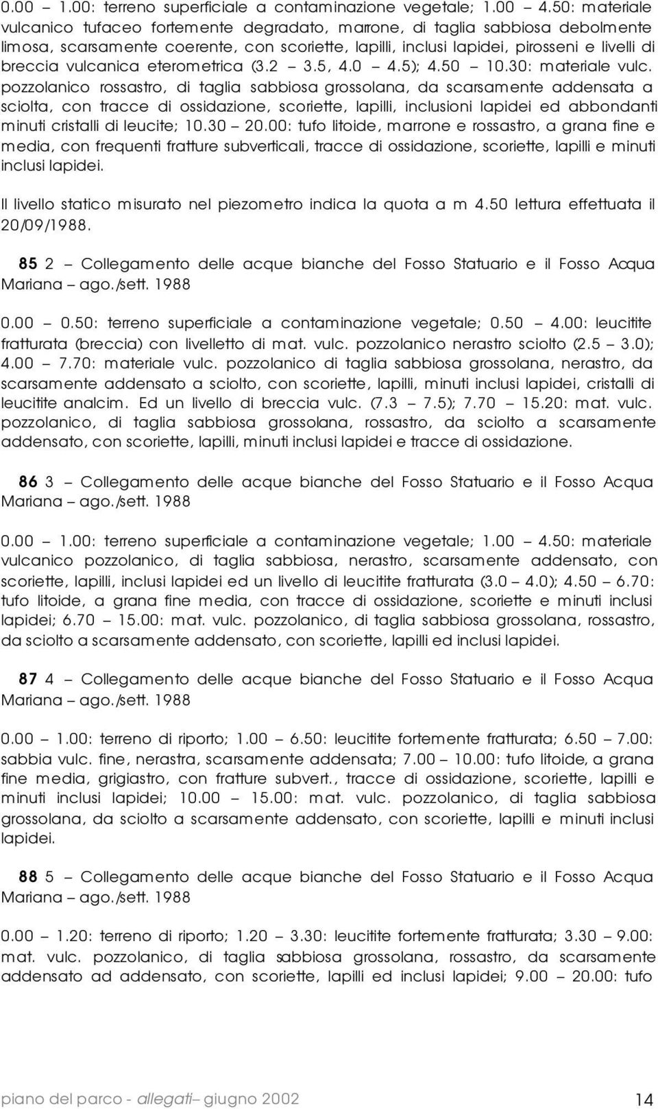 vulcanica eterometrica (3.2 3.5, 4.0 4.5); 4.50 10.30: materiale vulc.