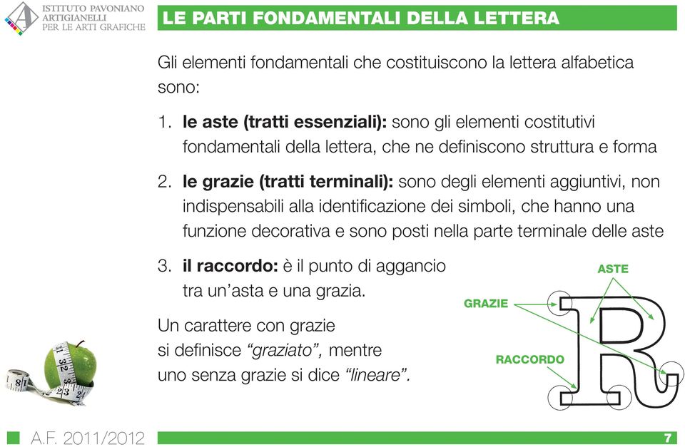 le grazie (tratti terminali): sono degli elementi aggiuntivi, non indispensabili alla identificazione dei simboli, che hanno una funzione decorativa e sono