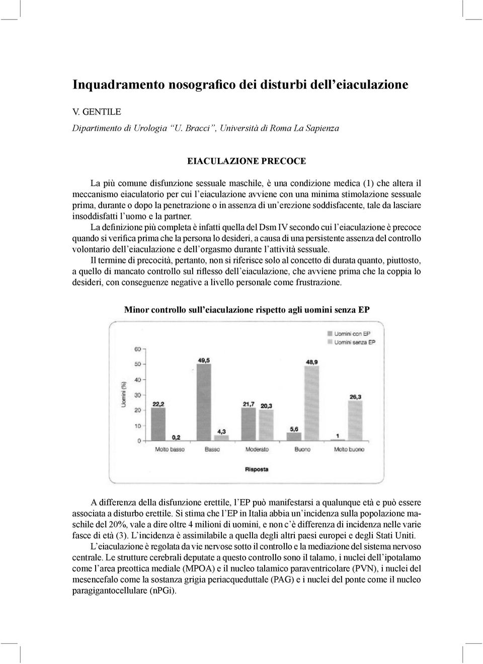 avviene con una minima stimolazione sessuale prima, durante o dopo la penetrazione o in assenza di un erezione soddisfacente, tale da lasciare insoddisfatti l uomo e la partner.