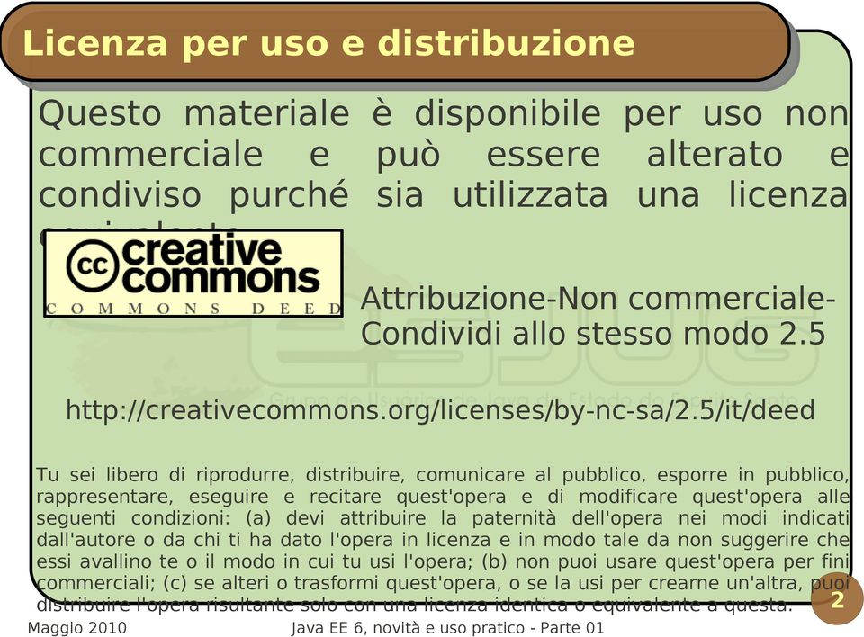 5/it/deed Tu sei libero di riprodurre, distribuire, comunicare al pubblico, esporre in pubblico, rappresentare, eseguire e recitare quest'opera e di modificare quest'opera alle seguenti condizioni: