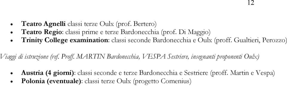 Gualtieri, Perozzo) Viaggi di istruzione (ref. Proff.