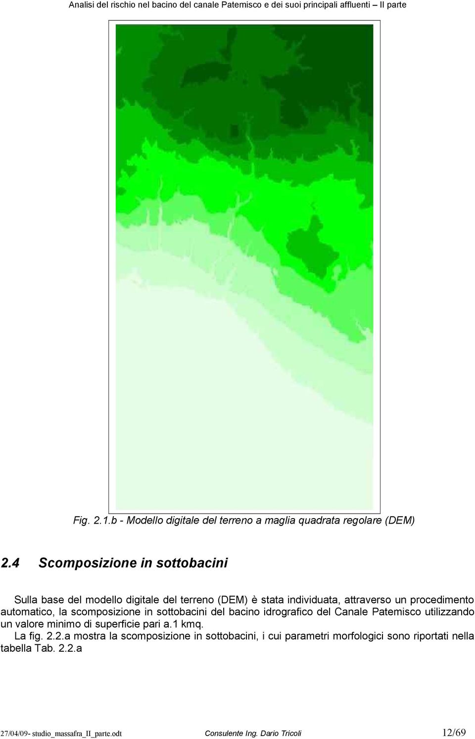 procedimento automatico, la scomposizione in sottobacini del bacino idrografico del Canale Patemisco utilizzando un