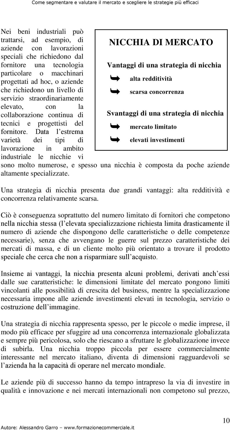 strategia di nicchia tecnici e progettisti del fornitore.