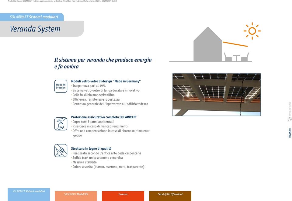 Copre tutti i danni accidentali Risarcisce in caso di mancati rendimenti Offre una compensazione in caso di ritorno minimo energetico Pagina 8 torna all'indice Struttura in legno di