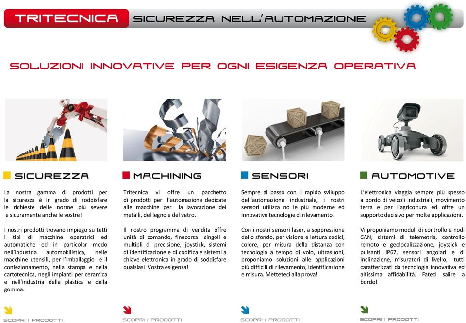 Sempre al passo con il rapido sviluppo dell automazione industriale, i nostri sensori utilizza no le più moderne ed innovative tecnologie di rilevamento.