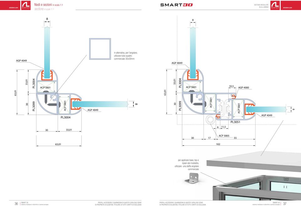 AGP 09 8 30 33,01 6 11,5 ACP 5005 30 17 55 63,01 102 per applicare base, top e ripiani del mobiletto,