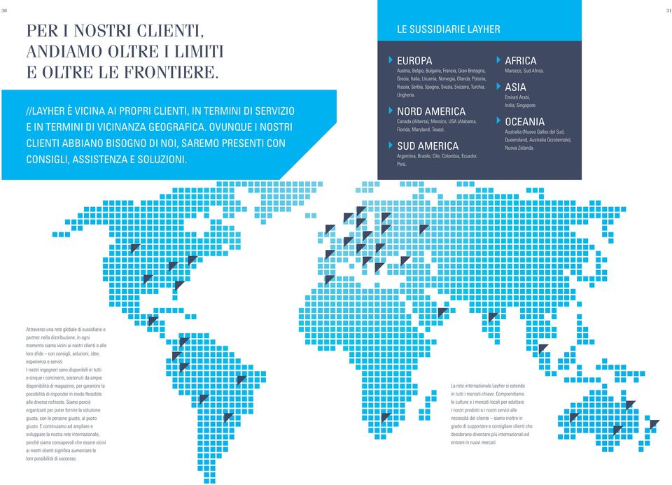 LE SUSSIDIARIE LAYHER EUROPA Austria, Belgio, Bulgaria, Francia, Gran Bretagna, Grecia, Italia, Lituania, Norvegia, Olanda, Polonia, Russia, Serbia, Spagna, Svezia, Svizzera, Turchia, Ungheria.