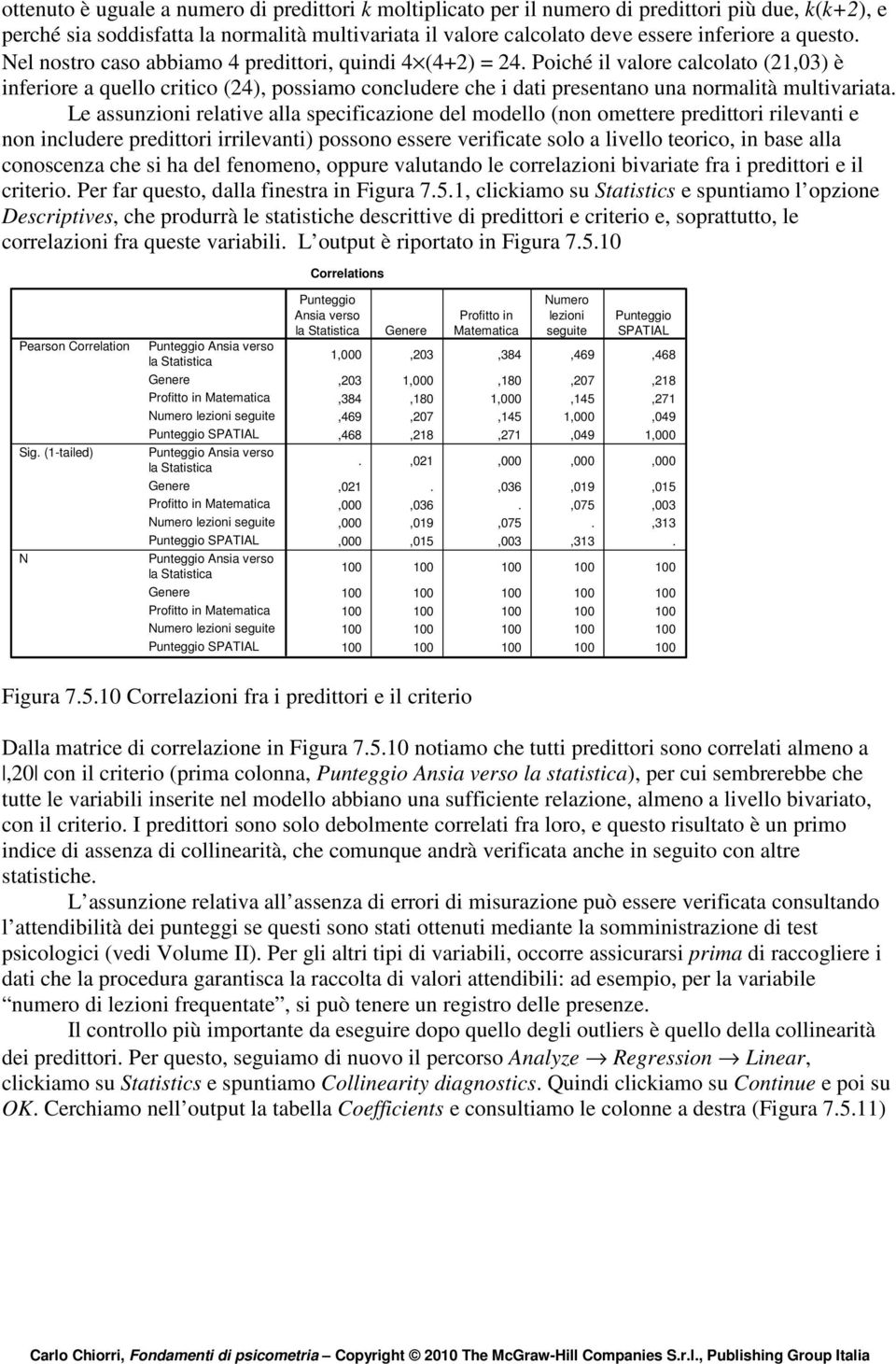 Poiché il valore calcolato (,03) è inferiore a quello critico (4), possiamo concludere che i dati presentano una normalità multivariata.