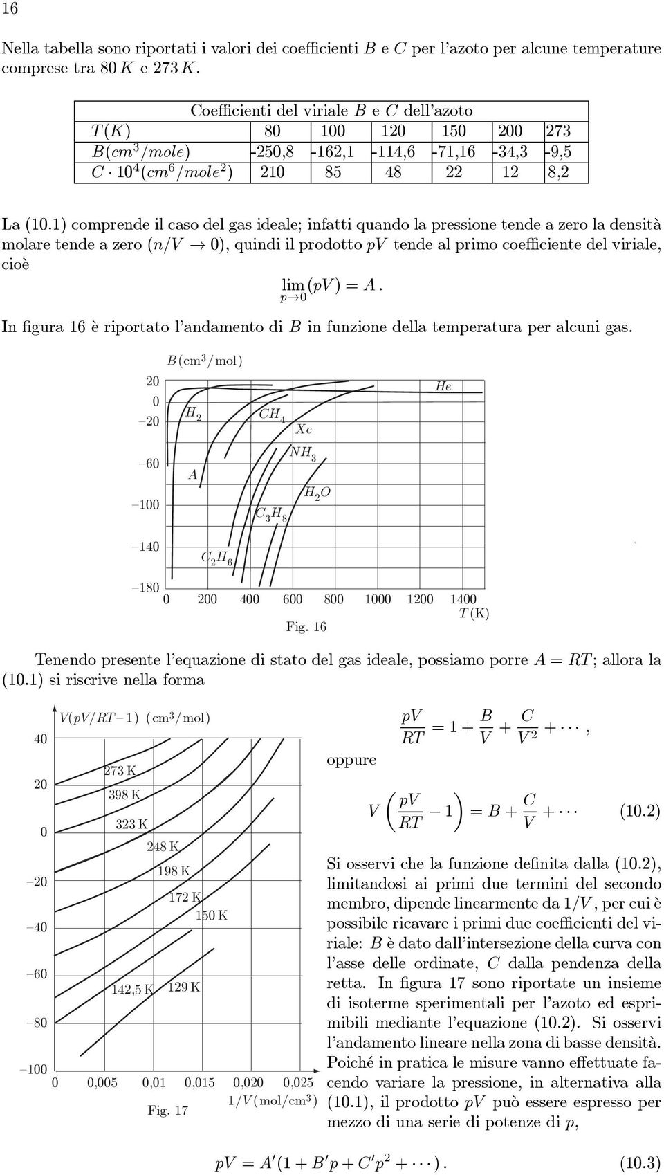 (n/ 0), quindi il rodotto tende al rimo coefficiente del viriale, cioè lim( )= 0 In figura 16 è riortato l andamento di B in funzione della temeratura er alcuni gas B(cm 3 /mol) 20 0 20 H 2 CH 4 Xe