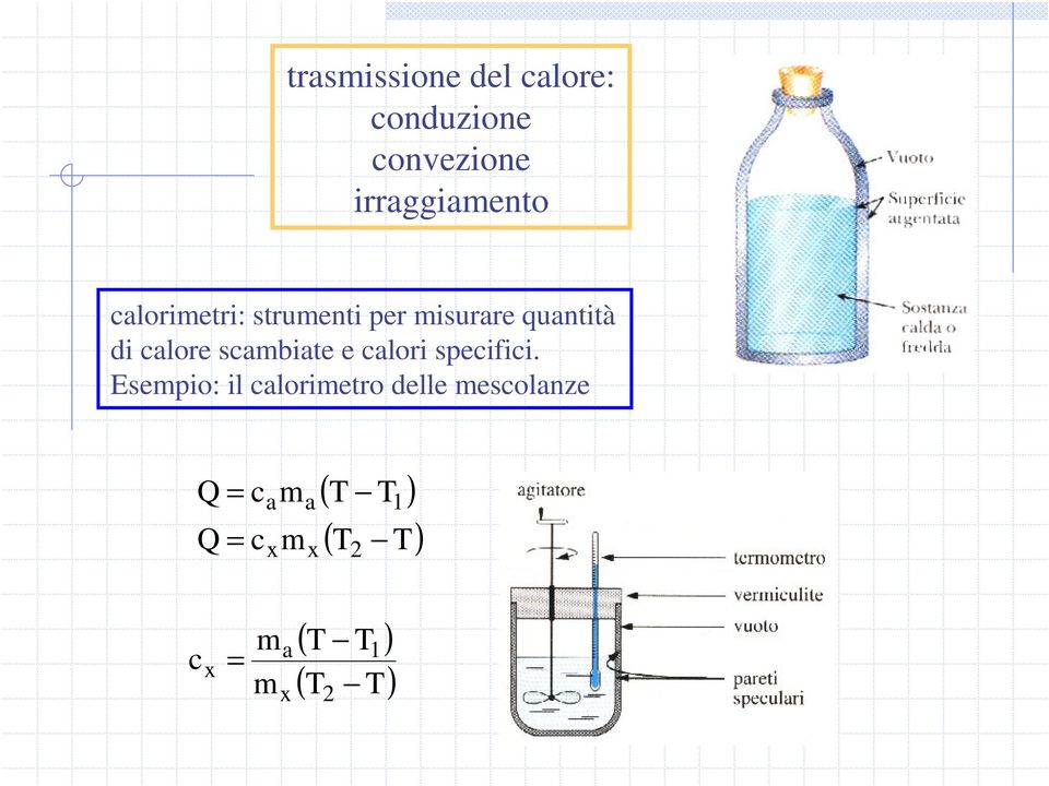 quantità di alore sambiate e alori seifii.