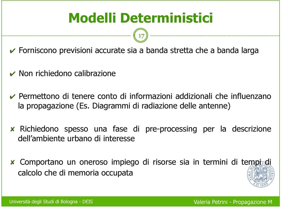 Diagrammi di radiazione delle antenne) Richiedono spesso una fase di pre-processing per la descrizione dell