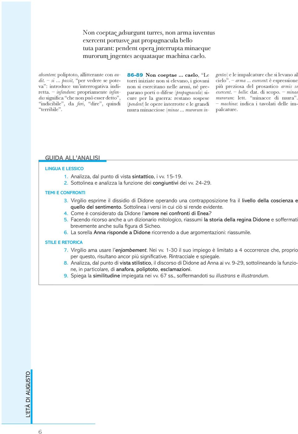 infandum: propriamente infandus signifi ca che non può esser detto, indicibile, da fari, dire, quindi terribile. 86-89 Non coeptae.