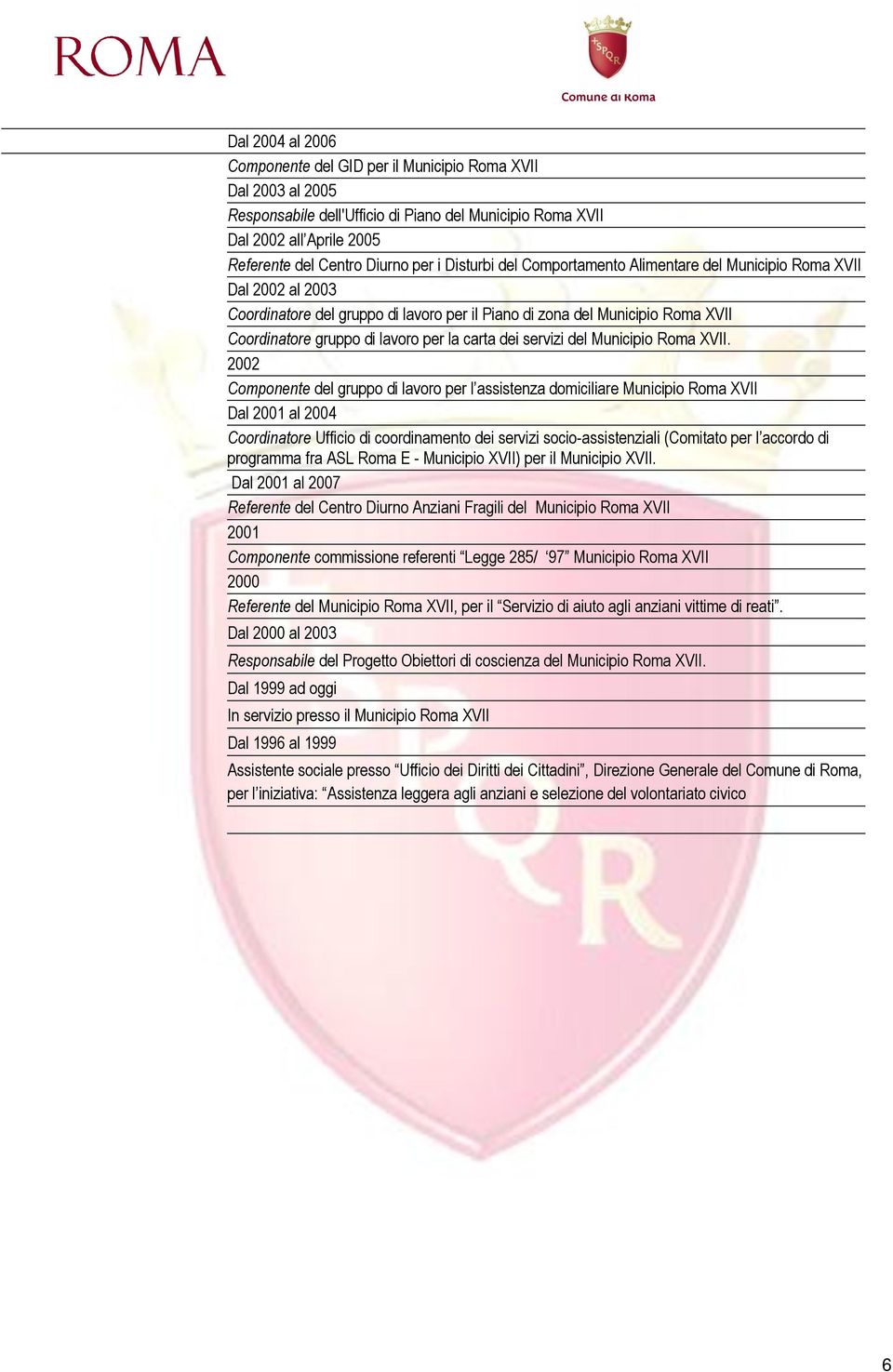 carta dei servizi del Municipio Roma XVII.