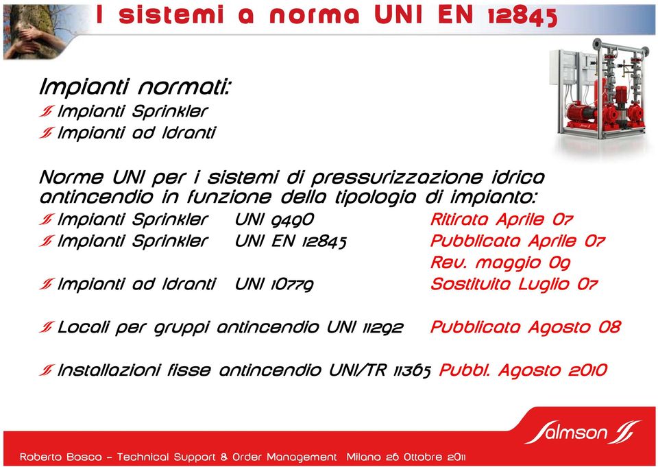 Sprinkler UNI EN 12845 Pubblicata Aprile 07 Rev.