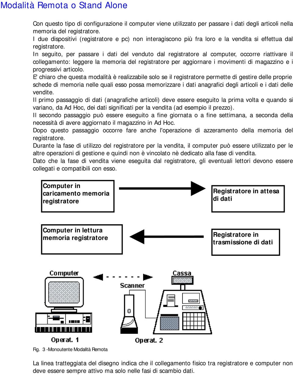 In seguito, per passare i dati del venduto dal registratore al computer, occorre riattivare il collegamento: leggere la memoria del registratore per aggiornare i movimenti di magazzino e i