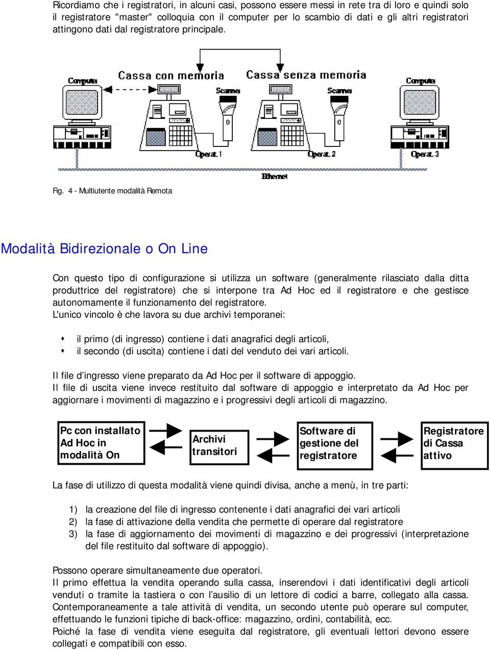 4 - Multiutente modalità Remota Modalità Bidirezionale o On Line Con questo tipo di configurazione si utilizza un software (generalmente rilasciato dalla ditta produttrice del registratore) che si