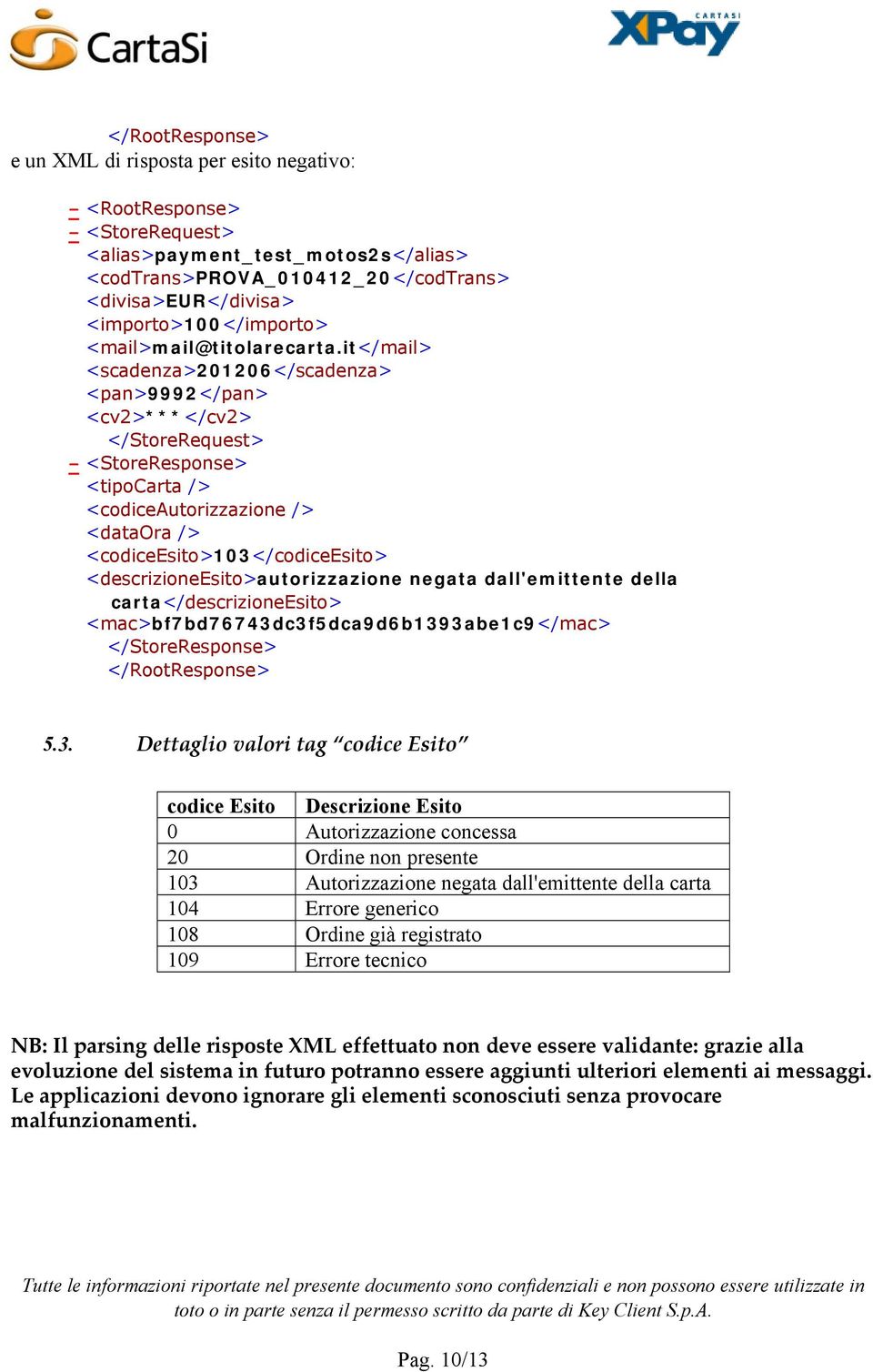 it</mail> <scadenza>201206</scadenza> <pan>9992</pan> <cv2>***</cv2> </StoreRequest> - <StoreResponse> <tipocarta /> <codiceautorizzazione /> <dataora /> <codiceesito>103</codiceesito>