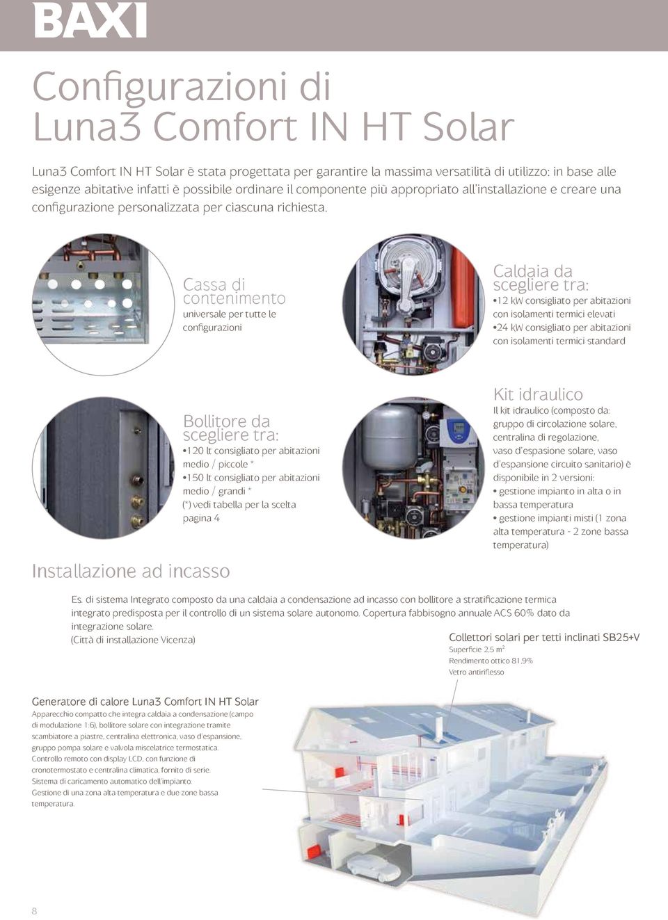 Cassa di contenimento universale per tutte le configurazioni Caldaia da scegliere tra: 12 kw consigliato per abitazioni con isolamenti termici elevati 24 kw consigliato per abitazioni con isolamenti