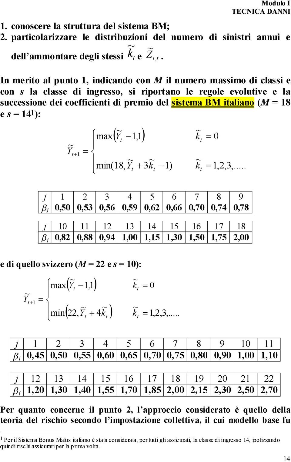 italiano (M = 18 e s = 141): Y t+ 1 ( Y -1,1 ) ìmax t ï = í ï î min(18, Yt + 3kt -1) k t k t = 0 = 1,2,3,.