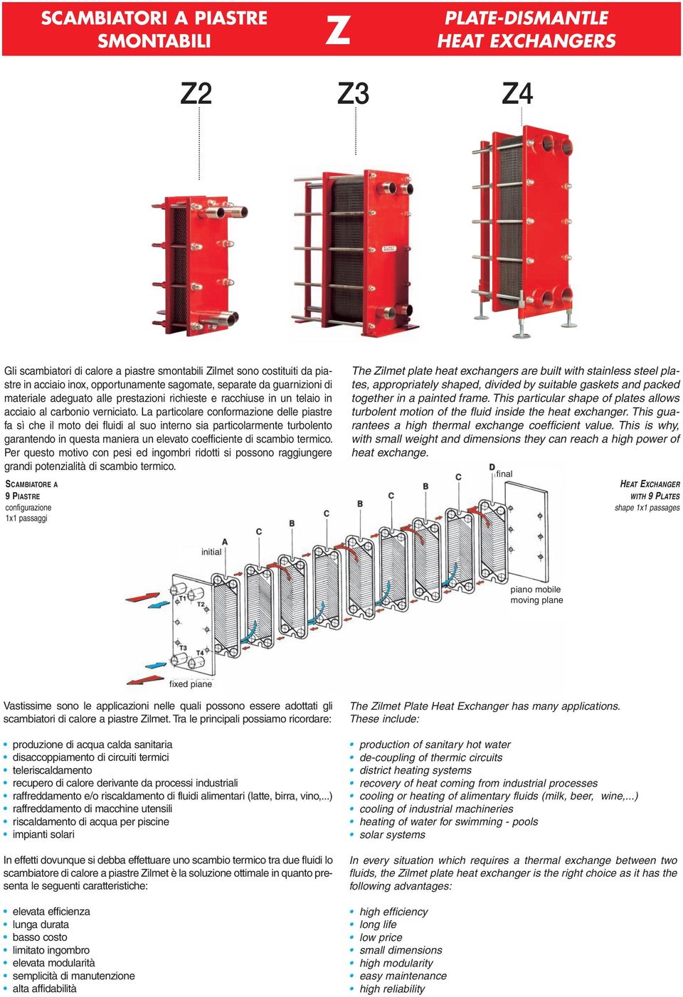 La particolare conformazione delle piastre fa sì che il moto dei fluidi al suo interno sia particolarmente turbolento garantendo in questa maniera un elevato coefficiente di scambio termico.