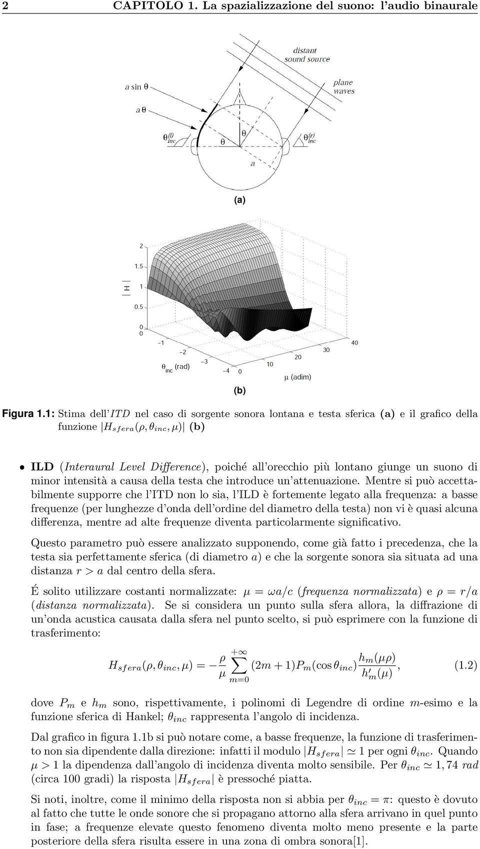 giunge un suono di minor intensità a causa della testa che introduce un attenuazione.